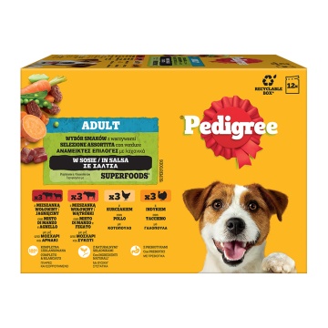 Pedigree Pouch με Μοσχάρι, Συκώτι & Κοτόπουλο σε Σάλτσα 12x100gr