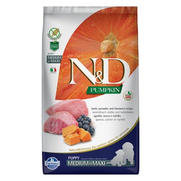 N&D Pumpkin Dog Puppy Medium-Maxi με Αρνί, Κολοκύθα & Μύρτιλο 2.5kg
